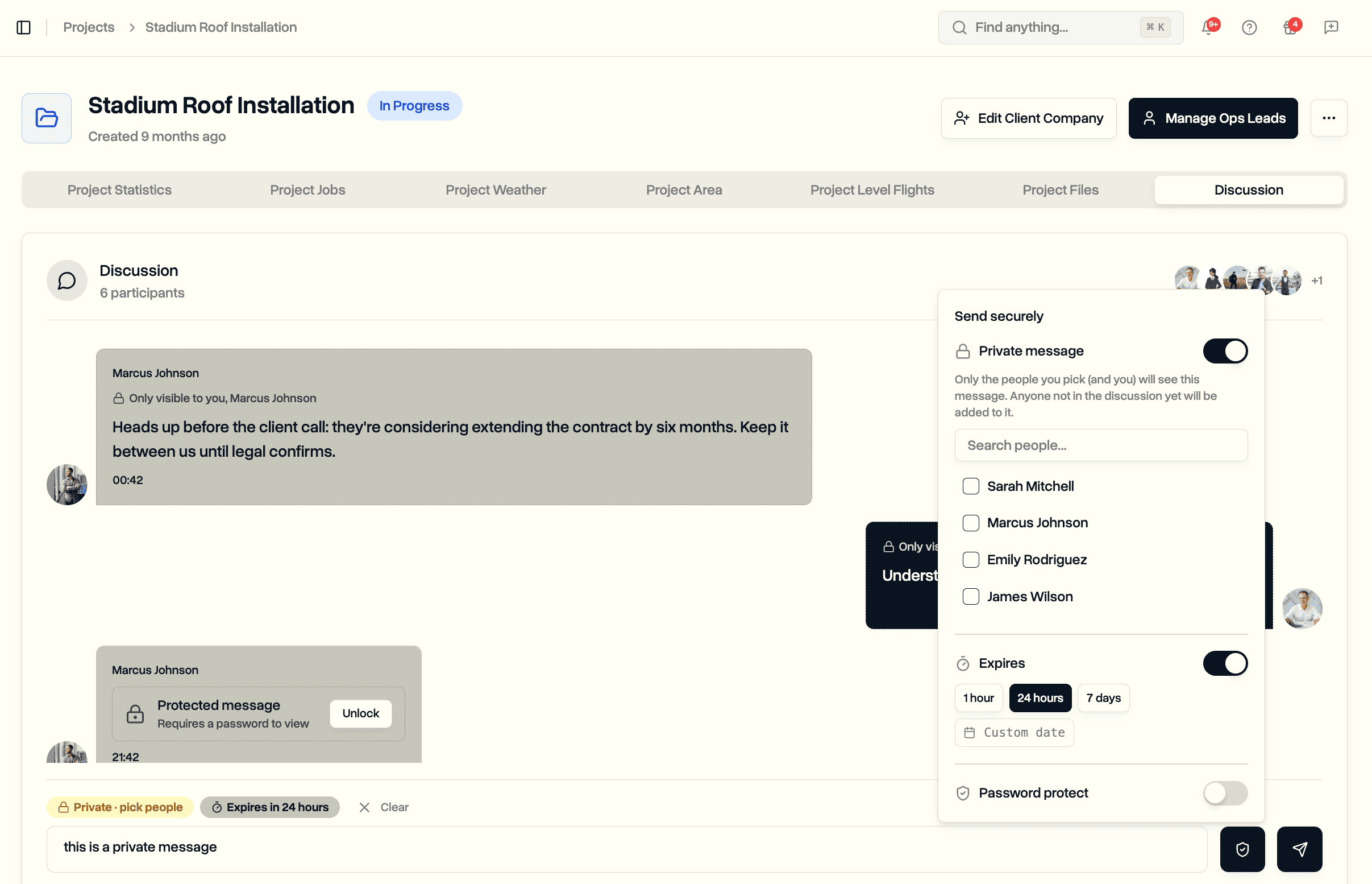 Expiry options with one hour, 24 hours, 7 days presets and a custom date