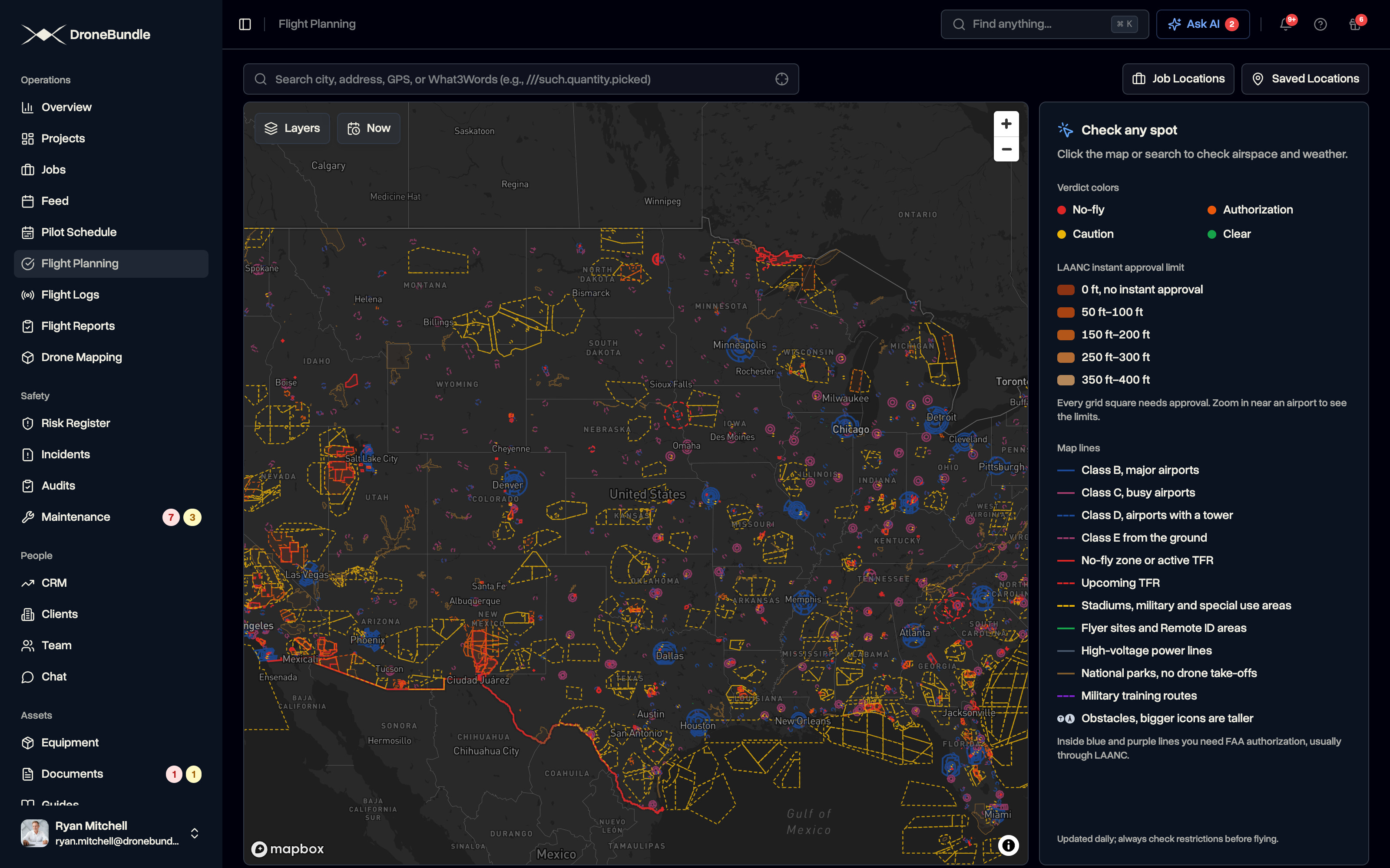 DroneBundle airspace planner with LAANC limits