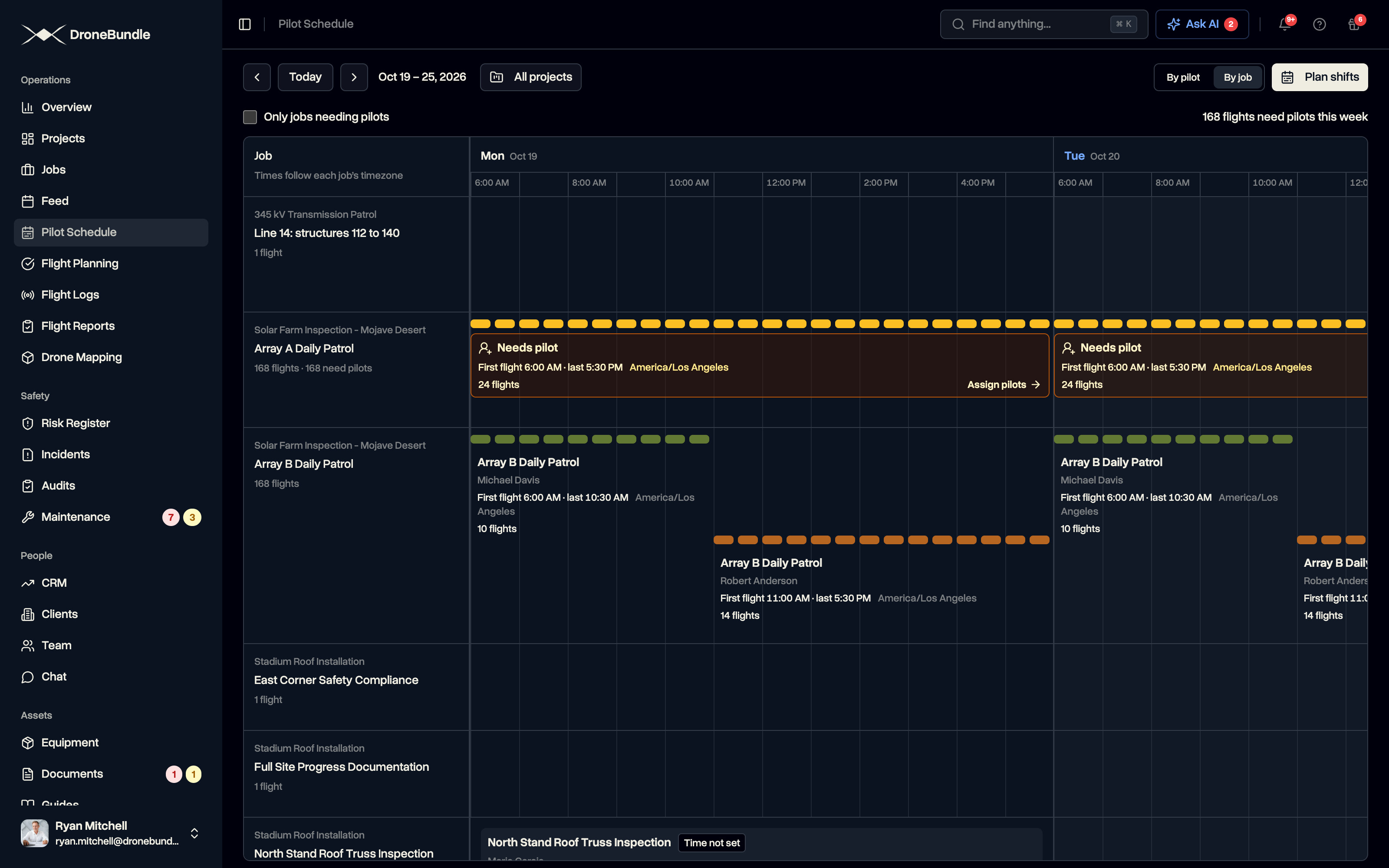 DroneBundle pilot schedule